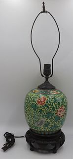 Chinese Famille Verte Enamel Decorated Jar.