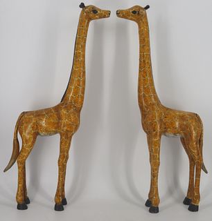 Pair of Large Chinese? Cloisonne Giraffes.