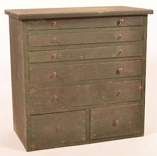 Green Painted Softwood Multi Drawer Cabinet.