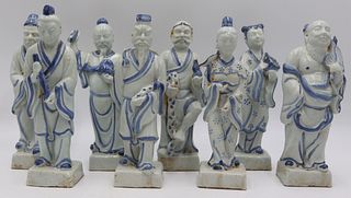 (8) Chinese Blue and White Standing Immortals.