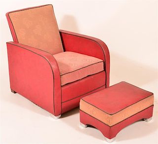 Art Deco Armchair and Matching Ottoman.