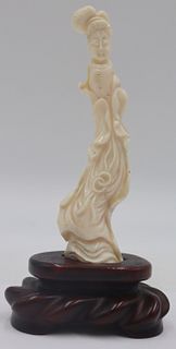 Carved White Coral Standing Figure of a Quanyin.