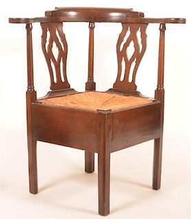 American Chippendale Mahogany Corner Chair.