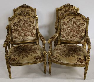 4 Antique Carved And Gilt Decorated Louis XV1