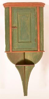 Unusual 19th C. Paint Decorated Hanging Cupboard