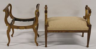Baker Upholstered Bench Together With Another