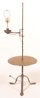 Early 20th C. Adjustable Iron & Brass Candlestand