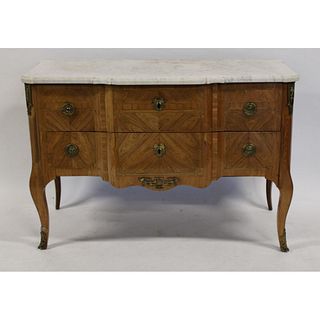 Signed Louis XV Bronze Mounted Marbletop Commode