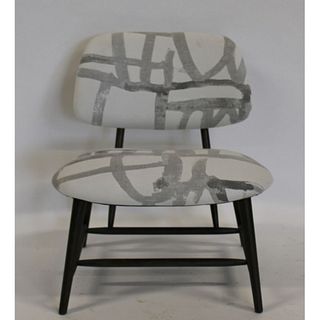 Midcentury Reupholstered Armless Chair.