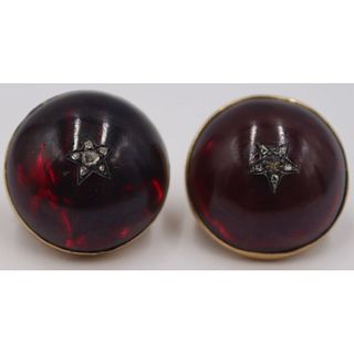 JEWELRY. Victorian 14kt Gold, Garnet Cabochon and