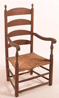 American Early 19th C. Ladder Back Armchair