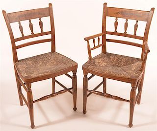 19th C. Paint Decorated Banister Back Chairs