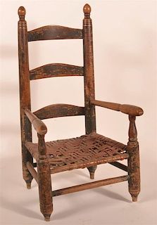 American Early 19th C. Ladder Back Child's Chair