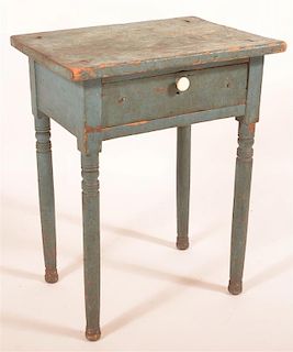 19th C. PA One Drawer Stand Blue Paint