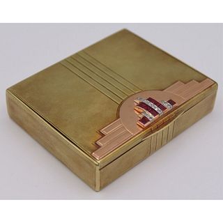 Art Deco Cartier 14kt Gold, Gem and Diamond Box.