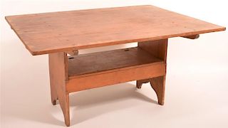 19th C. Pine Tilt Top Bench Table
