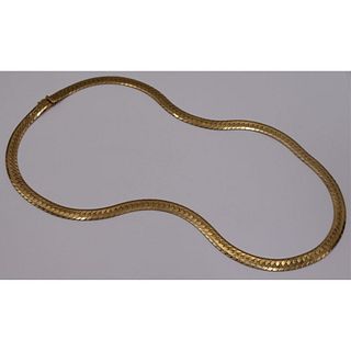 JEWELRY. Italian 14kt Gold Herringbone Necklace.
