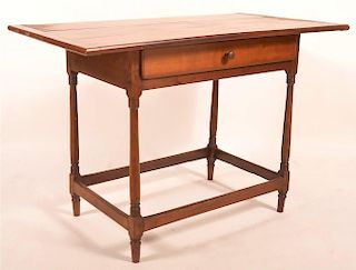 Eary 19th C. PA Stretcher Base One Drawer Table