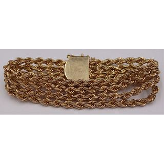 JEWELRY. 14kt Gold Rope Twist Bracelet.