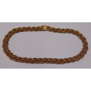 JEWELRY. 18kt Gold Braided Chain Necklace.