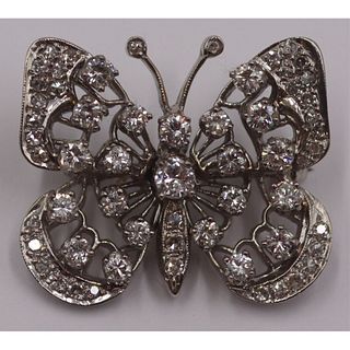JEWELRY. 14kt Gold and Diamond Butterfly Pendant