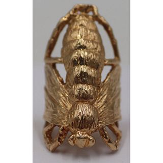 JEWELRY. 14kt Gold Bug Form Ring.