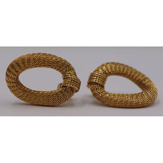 JEWELRY. Pair of 18kt Gold Woven Oval Earrings.
