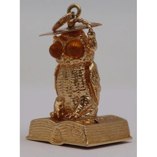 JEWELRY. Signed 14kt Gold and Gem Graduation Owl