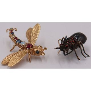 JEWELRY. Fanciful Gold and Costume Bug Brooch
