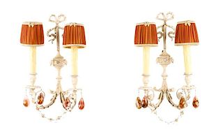 Pair of French Cold Painted Bronze Wall Sconces