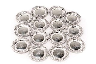 Group of 14 Sterling Butter Pats (12 Matching)