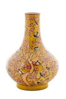 Chinese Guangxu Bottle Vase, Flowers & Birds