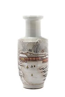 Chinese Porcelain Banghuiping Vase, Winter Scene