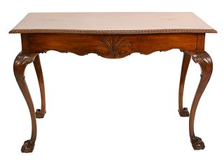 George II Mahogany Pier Table, having drawer on carved cabriole legs ending in ball and claw feet, partially made up of old elements, height 31 inches