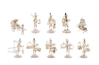 Ten Sterling Chinese Figural Place Card Holders