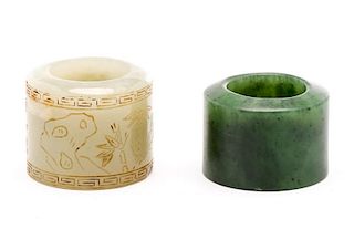 Collection of Two Chinese Jade Archer's Rings