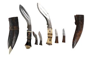 Group of 2 Khukuri Swords - Nepalese & Indian