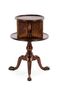 Queen Anne Two Tiered Table with Book Motif