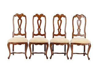 Set of 4 Italian Q. Anne Style Walnut Chairs