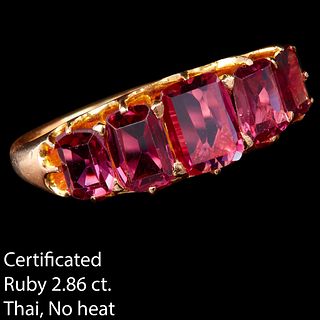 CERTIFICATED  5-STONE RUBY RING