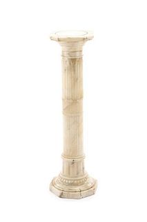 Tall Alabaster Fluted Column Pedestal, 19th C.