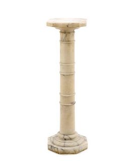 Petite Alabaster Column Pedestal, 19th C.