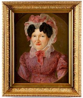 American School, Portrait of a Woman in Pink, O/C