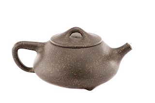 Chinese Brown Speckled Yixing Teapot, Marked