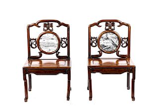 Pair of Chinese Ceremonial Hardwood Chairs