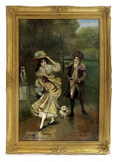 19th C. French Oil on Board Painting by Maurin