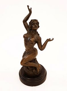 The Slave, Art Deco Original Bronze Statue, Milo Signed