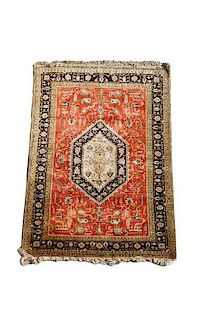 Hand Woven Silk Iranian Qum Area Rug 3' 6" x 5' 6"
