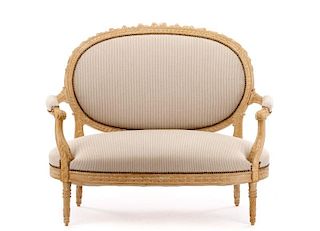 French Louis XV Style Carved Settee, 20th C.