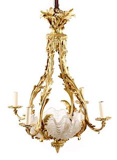 Louis XV Style Gilt Bronze 8 Light Chandelier